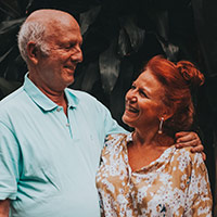 Elder couple looking at each other